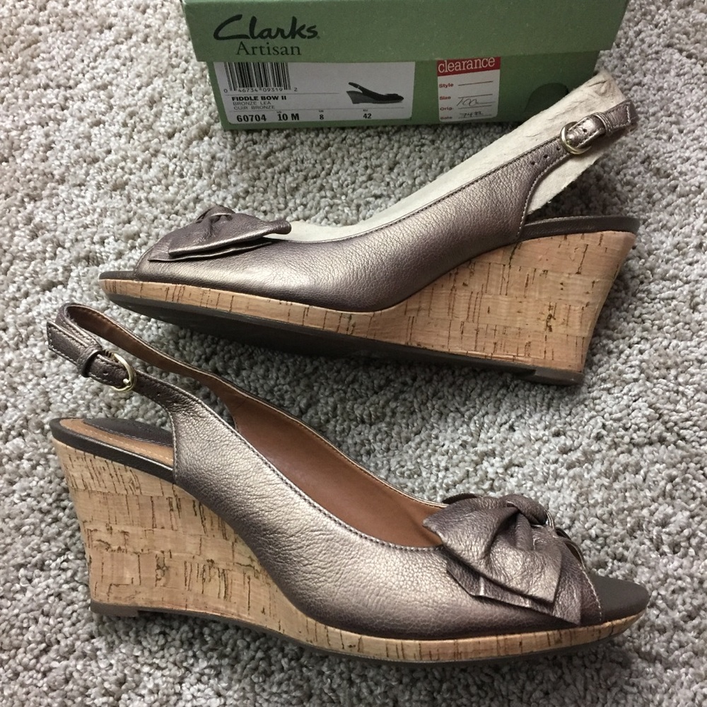 Clarks Fiddle Bow II Cork Slingback Sandals